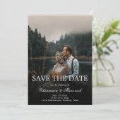 白黒エレガント式の日付を保存 招待状 (スタンド正面)