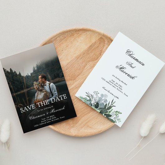 白黒エレガント式の日付を保存 招待状