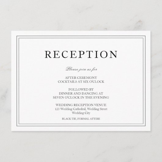 白黒エレガント式レセプション エンクロージャーカード (正面)