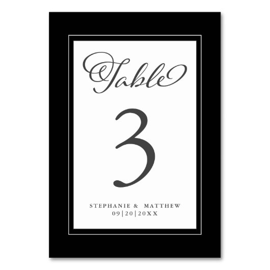 白黒エレガント式レセプション テーブルナンバー (裏面)