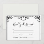 白黒エレガント式RSVPカード (正面/裏面)