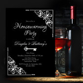 白黒エレガント引っ越し祝いパーティーパーティー 招待状