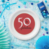 白黒エレガント手紙50th誕生日パーティー ペーパープレート (パーティー)