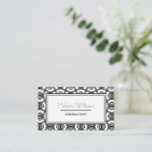 白黒エレガント抽象芸術パターン 名刺 (スタンド正面)