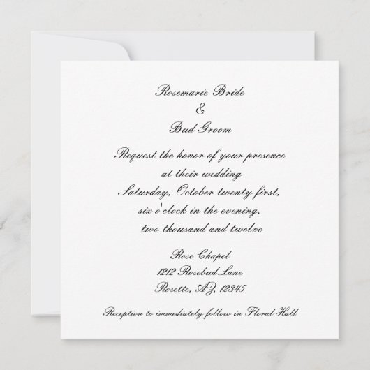 白黒エレガント招待状 招待状 (裏面)