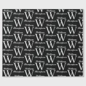 白黒エレガント文字書道モノグラム ラッピングペーパー (フラット)