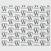 白黒エレガント文字書道モノグラム ラッピングペーパー (フラット)