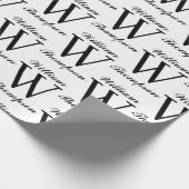 白黒エレガント文字書道モノグラム ラッピングペーパー (角)