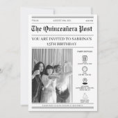 白黒エレガント新聞キンセアニェラ 招待状 (正面)