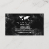 白黒エレガント旅行代理店の世界地図 名刺 (裏面)