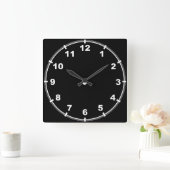 白黒エレガント時計 スクエア壁時計 (ホーム)
