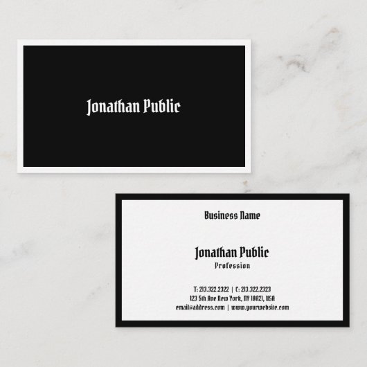 白黒エレガント書き込みスクリプトテンプレート 名刺 (正面/裏面)