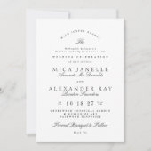 白黒エレガント書フォーマル書結婚の 招待状 (正面)