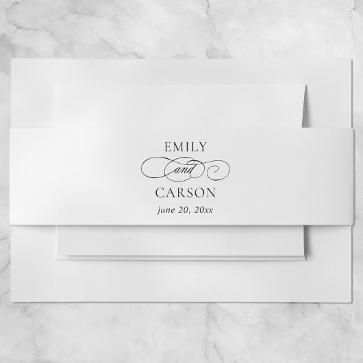 白黒エレガント書モダンミニマル 招待状ベリーバンド