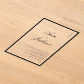 白黒エレガント書モダン結婚の アクリル招待状 (レイダウン)