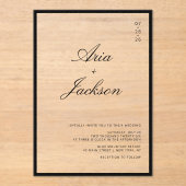 白黒エレガント書モダン結婚の アクリル招待状 (正面)