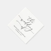 白黒エレガント書モダン結婚の スタンダードカクテルナプキン (角)