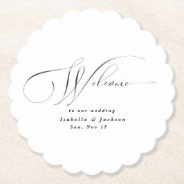 白黒エレガント書モダン結婚の ペーパーコースター