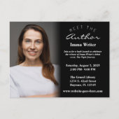 白黒エレガント書籍立ち上げフォト招待状 ポストカード (正面)