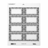 白黒エレガント書道ダマスク ラベル (フルシート)