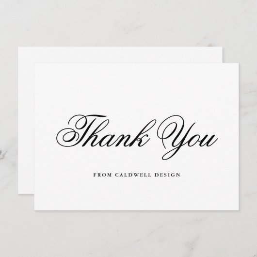 白黒エレガント書道ビジネス サンキューカード (正面/裏面)