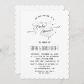 白黒エレガント書道赤ちゃんシャワー 招待状 (正面/裏面)