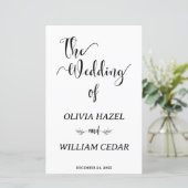 白黒エレガント植物学結婚式 プログラム (スタンド正面)