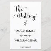 白黒エレガント植物学結婚式 プログラム (正面)