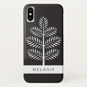 白黒エレガント植物熱帯枝 iPhone X ケース