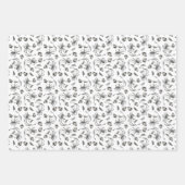 白黒エレガント植物贈与 ラッピングペーパーシート (正面)