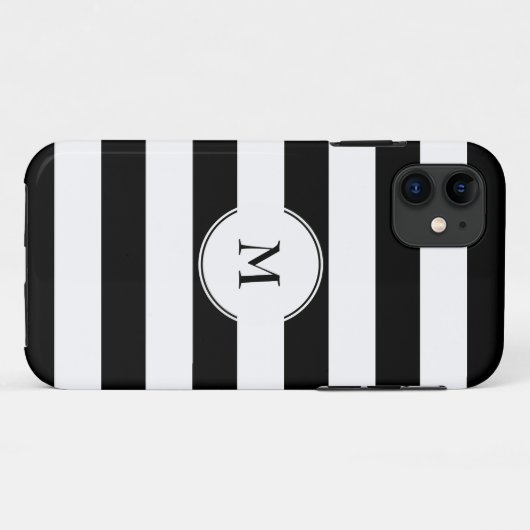 白黒エレガント模様モノグラム Case-Mate iPhoneケース (裏面(横))