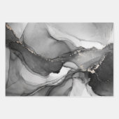 白黒エレガント水彩大理石 ラッピングペーパーシート (正面3)
