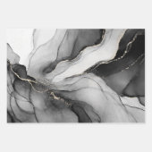 白黒エレガント水彩大理石 ラッピングペーパーシート (正面2)