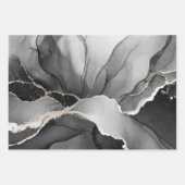 白黒エレガント水彩大理石 ラッピングペーパーシート (正面)