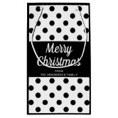 白黒エレガント水玉模様メリークリスマス スモールペーパーバッグ (裏面)