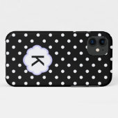 白黒エレガント水玉模様モノグラム Case-Mate iPhoneケース (裏面(横))