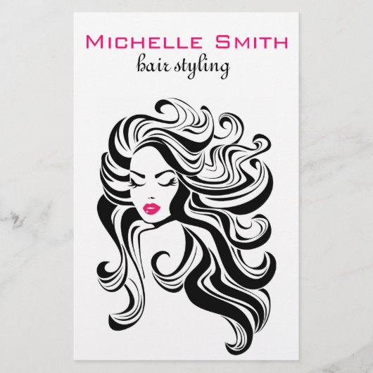 白黒エレガント波状ヘアスタイルのヘアエクステンション チラシ (正面)