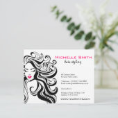 白黒エレガント波状ヘアスタイルのヘアエクステンション ポストカード (スタンド正面)