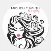 白黒エレガント波状ヘアスタイルのヘアエクステンション ラウンドシール (正面)