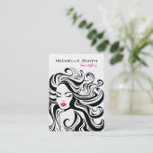 白黒エレガント波状ヘアスタイルのヘアエクステンション 名刺 (スタンド正面)