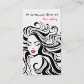 白黒エレガント波状ヘアスタイルのヘアエクステンション 名刺 (正面)