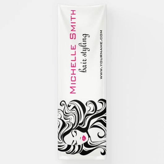 白黒エレガント波状ヘアスタイルのヘアエクステンション 横断幕 (縦)