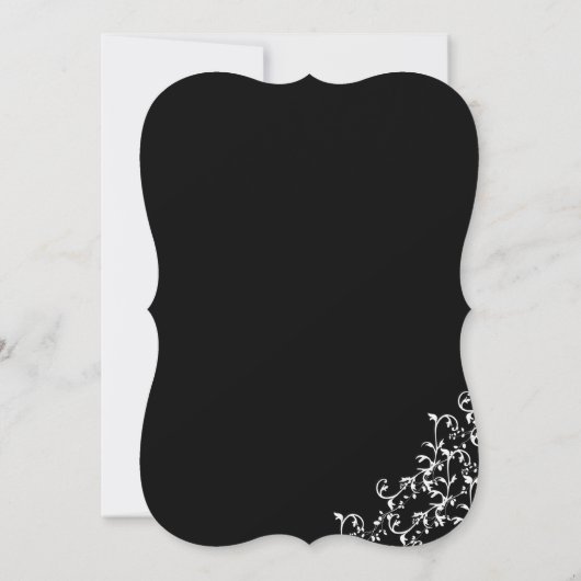 白黒エレガント渦巻きブライダルシャワー 招待状 (裏面)