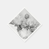 白黒エレガント牡丹フローラ水彩画 スタンダードカクテルナプキン (角)