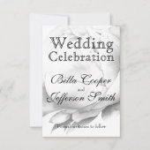 白黒エレガント牡丹フローラ水彩画 セーブザデート (正面)