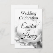 白黒エレガント牡丹フローラ水彩画 セーブザデート (正面/裏面)