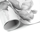 白黒エレガント牡丹フローラ水彩画 ラッピングペーパー (ロールコーナー)