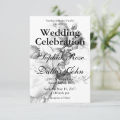 白黒エレガント牡丹フローラ水彩画 招待状 (スタンド正面)