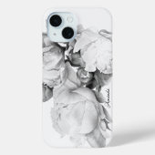 白黒エレガント牡丹フローラ水彩画 Case-Mate iPhoneケース (裏面)