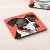 白黒エレガント犬のポートレート コースター (左側)